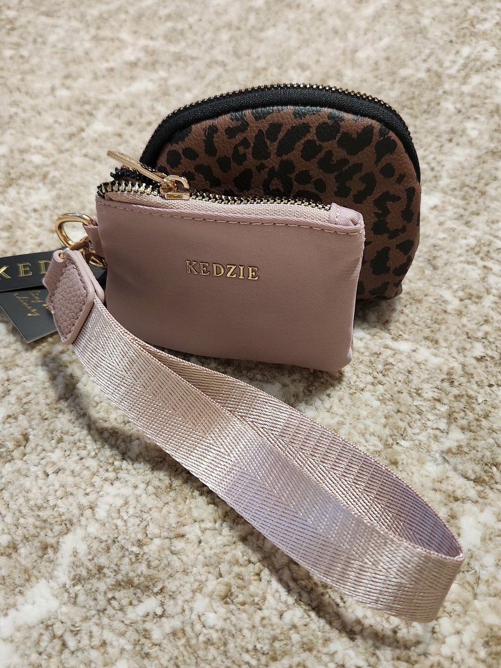 Kedzie Blush Pink Wristlet Coin Pouch Set